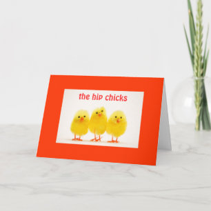 GROUP OF HIP CHICKS SENDING EASTER GREETINGS HOLIDAY CARD
