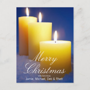 Group Of Lit Candles In Snow Holiday Postcard
