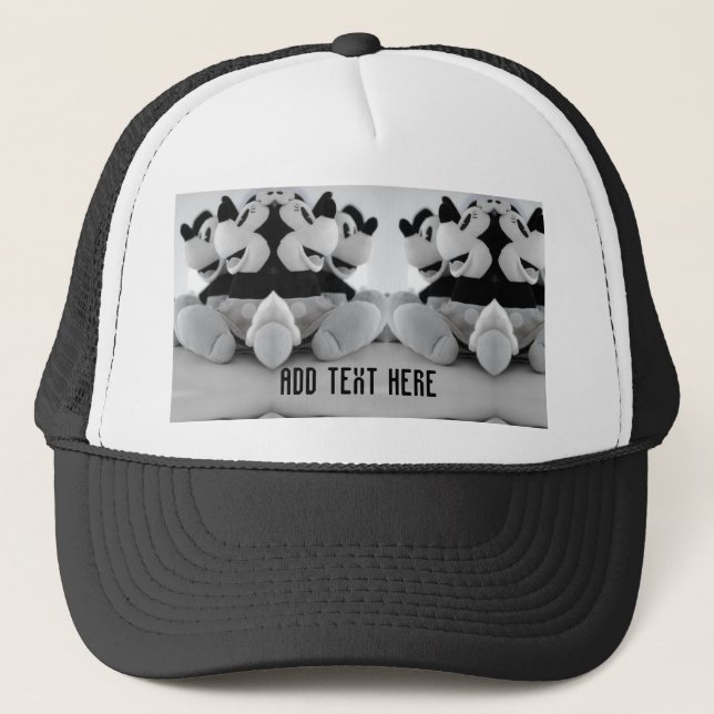 Group of Mickey Mouse with Your Text White - Black Trucker Hat (Front)