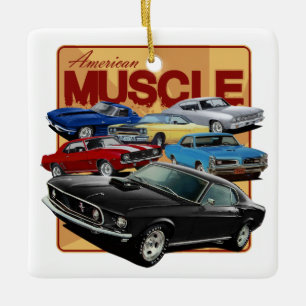 Group of Muscle Cars Ceramic Ornament