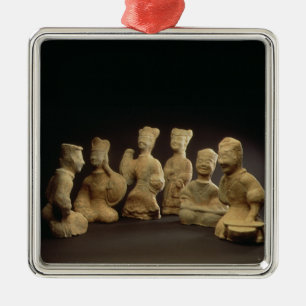 Group of Musicians, Dancers and Servants (terracot Metal Ornament