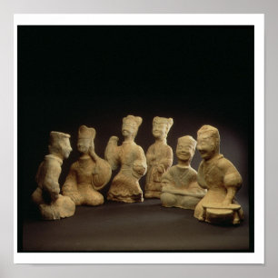 Group of Musicians, Dancers and Servants (terracot Poster