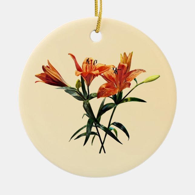 Group of Orange Lilies Ceramic Ornament (Front)