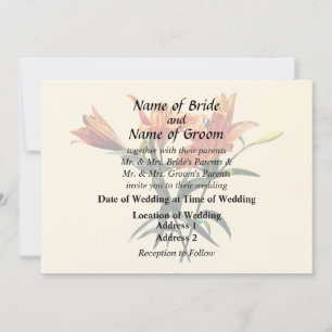 Group of Orange Lilies Wedding Supplies Invitation
