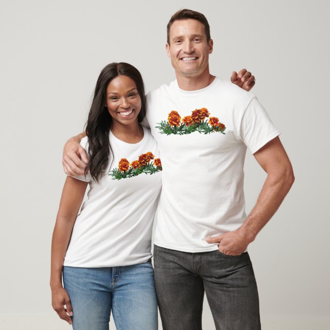 Group of Orange Marigolds With Yellow Tips T-Shirt (Unisex)