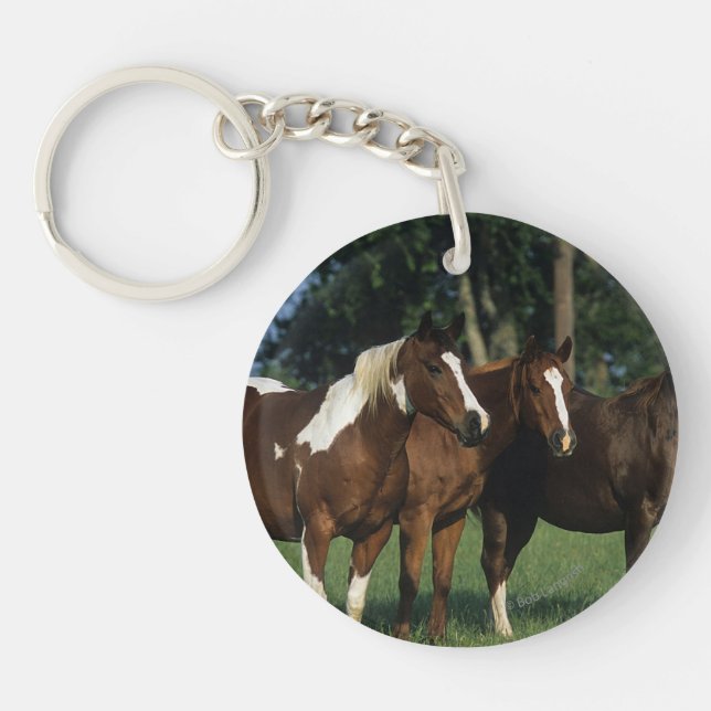 Group of Paint Horses Standing Key Ring (Front)