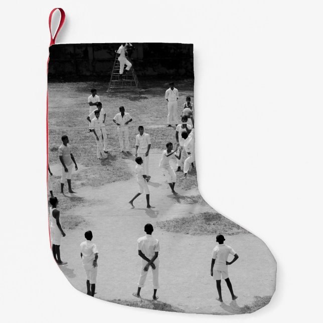 GROUP OF PEOPLE PLAYING BASEBALL SMALL CHRISTMAS STOCKING (Front)
