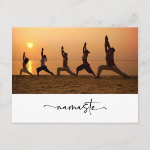 Group of people yoga with Namaste word Postcard