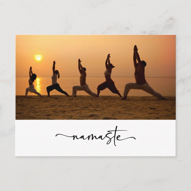 Group of people yoga with Namaste word Postcard (Front)