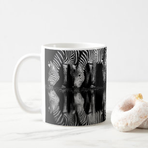 Group of Plains Zebra Drink Together at Night Coffee Mug