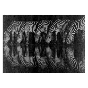 Group of Plains Zebra Drink Together at Night Cutting Board