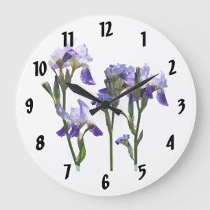 Group of Purple Irises Large Clock