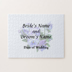 Group of Purple Pansies and Leaves Wedding Product Jigsaw Puzzle