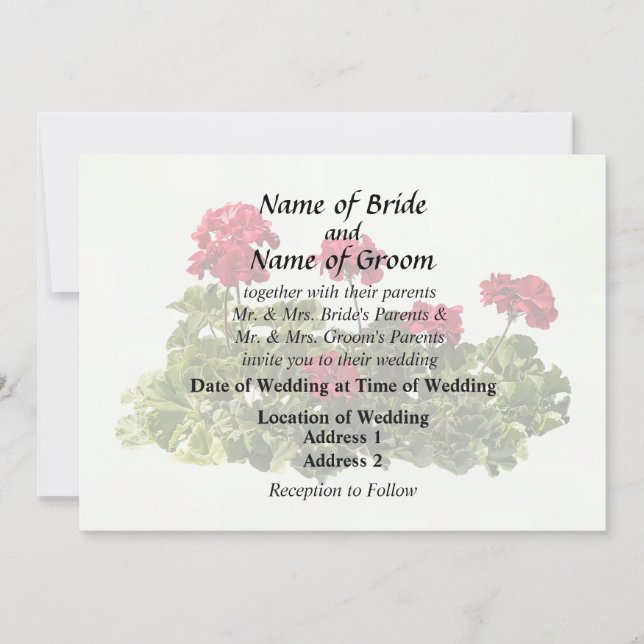 Group of Red Geraniums Invitation (Front)