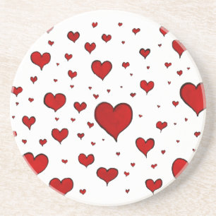 Group of Red Hearts Sandstone Coaster