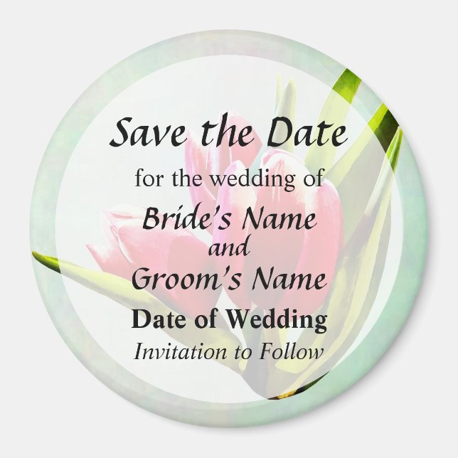Group of Red Tulips Save the Date Magnet (Front)