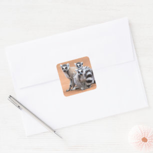 Group of Ring-Tailed Lemurs Square Sticker