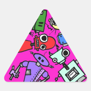 Group of robots 5 triangle sticker