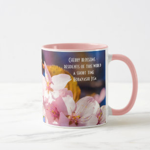 Group Of Sakura Flowers, Soft Pink, Blue Backdrop Mug