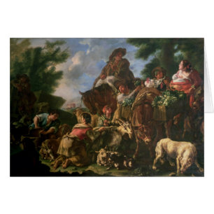 Group of shepherds with a horse