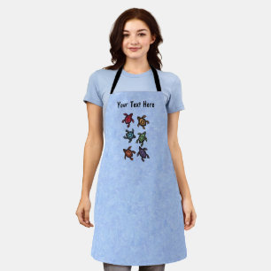Group of Six Abstract Turtles Coloured shells Blue Apron
