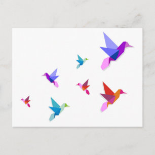Group of various Origami hummingbirds Postcard