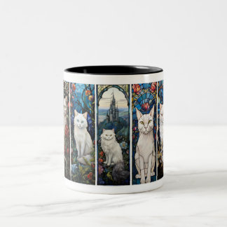 Group of White Cats Two-Tone Coffee Mug