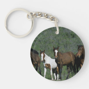 Group of Wild Mustang Horses Key Ring