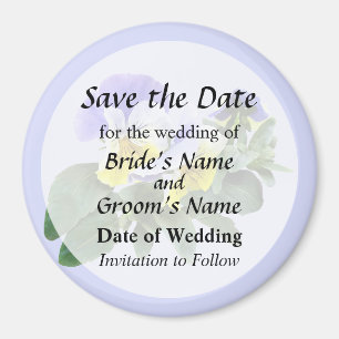 Group Of Yellow And Purple Pansies Save the Date Magnet