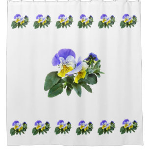 Group Of Yellow And Purple Pansies Shower Curtain