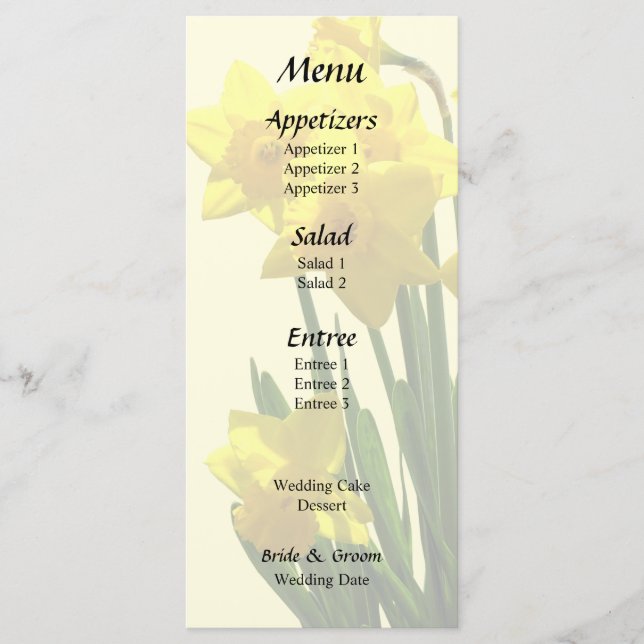 Group of Yellow Daffodils Menu (Front)