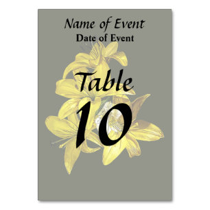 Group of Yellow Lilies Table Number