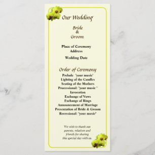 Group of Yellow Orchids Wedding Program