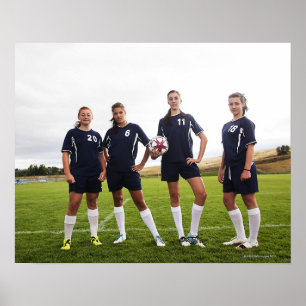 group portait of teen girl soccer players poster
