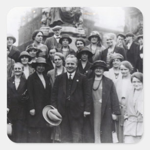 Group portrait of trade unionists square sticker