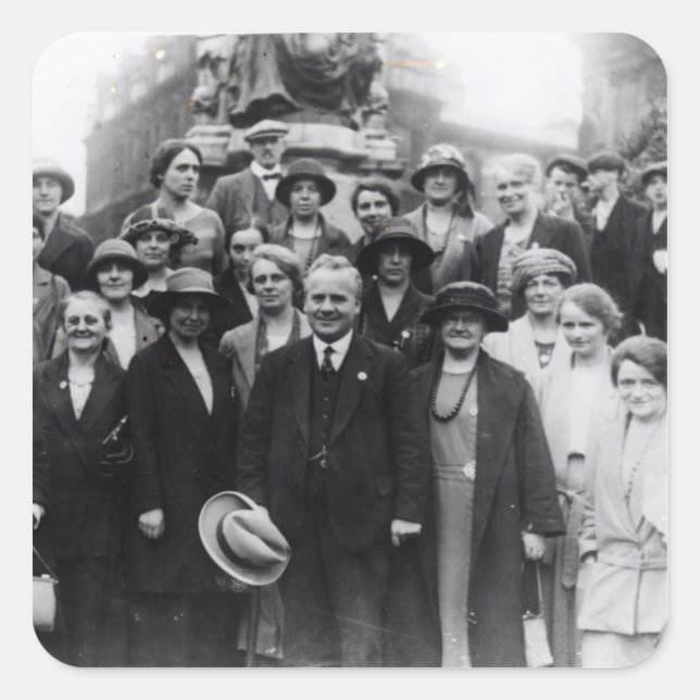 Group portrait of trade unionists square sticker (Front)