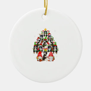 Group Santa Reindeer Elf Bernedoodles As Christmas Ceramic Ornament
