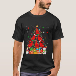 Group Santa Reindeer Elf Cardinal Birds As Xmas Tr T-Shirt