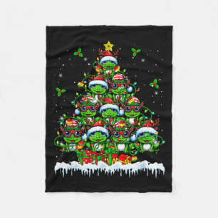 Group Santa Reindeer Elf Frogs Xmas Tree Colorful Fleece Blanket