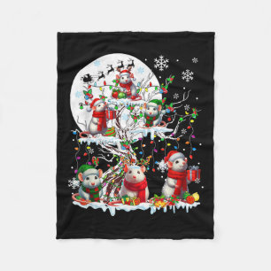 Group Santa Reindeer Elf Rats On Tree Christmas Sn Fleece Blanket