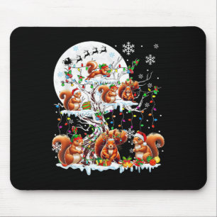 Group Santa Reindeer Elf Squirrels On Tree Christm Mouse Pad