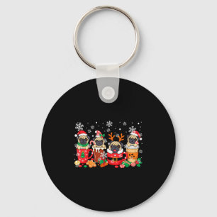 Group Santa Reindeer Pugs In Coffee C Christmas Key Ring