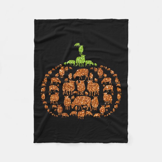 Group Sheeps Pumpkin Cute Shape Halloween Thanksgi Fleece Blanket (Front)