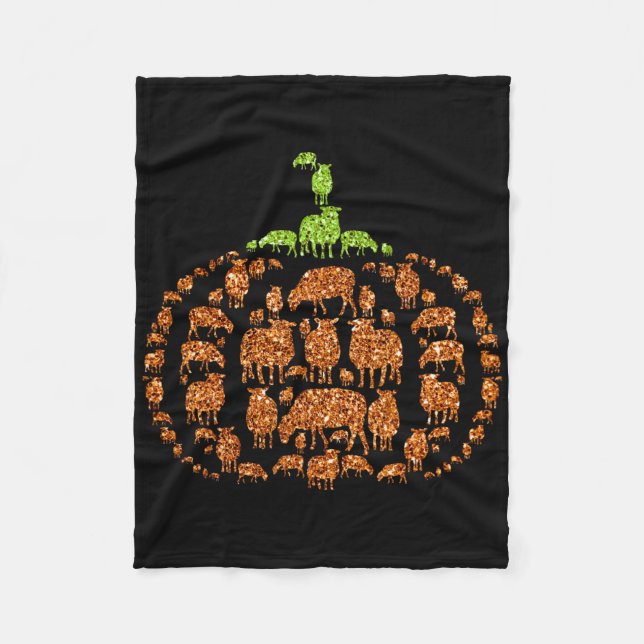 Group Sheeps Pumpkin Cute Shape Halloween Thanksgi Fleece Blanket (Front)