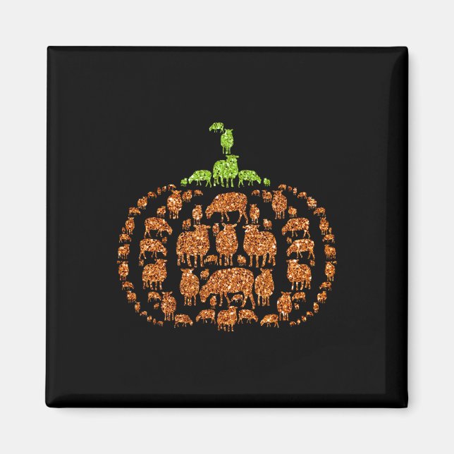 Group Sheeps Pumpkin Cute Shape Halloween Thanksgi Magnet (Front)