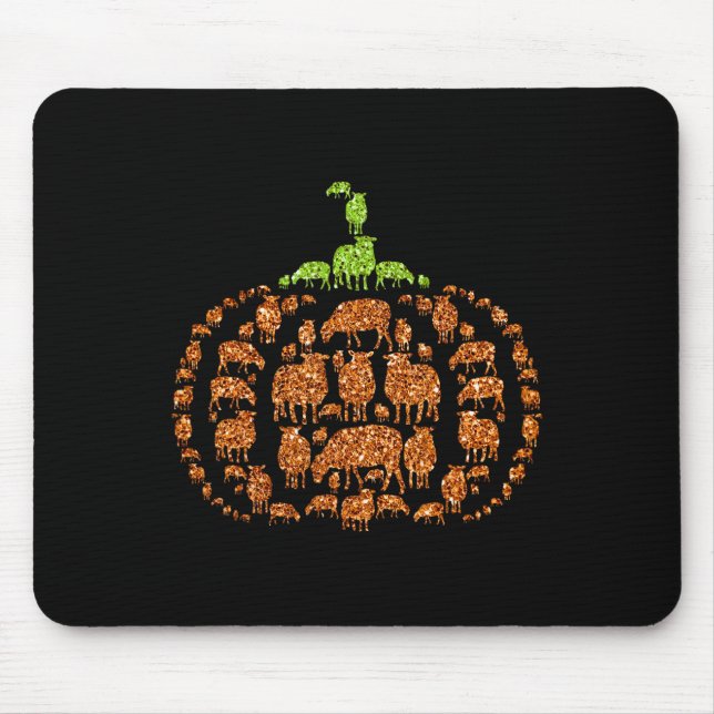 Group Sheeps Pumpkin Cute Shape Halloween Thanksgi Mouse Pad (Front)