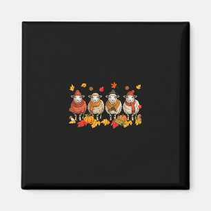 Group Sheeps Thanksgiving Fall Leaves Pumpkins Far Magnet
