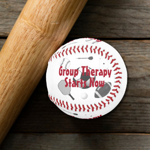 Group Therapy Starts Now Red Typography Baseball