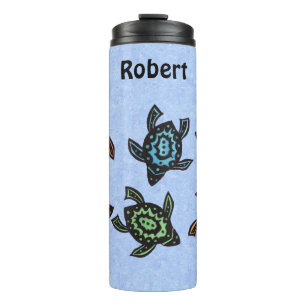 Group Turtles Brightly Coloured Abstract Shells Thermal Tumbler