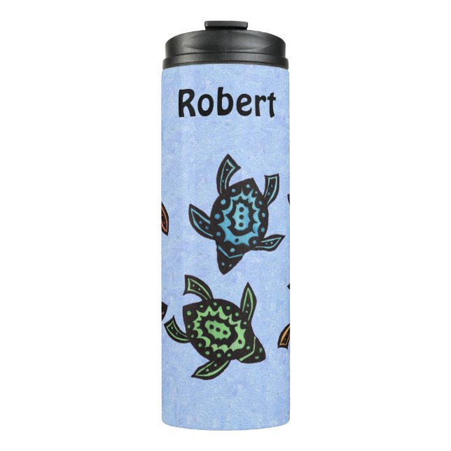 Group Turtles Brightly Coloured Abstract Shells Thermal Tumbler (Front)